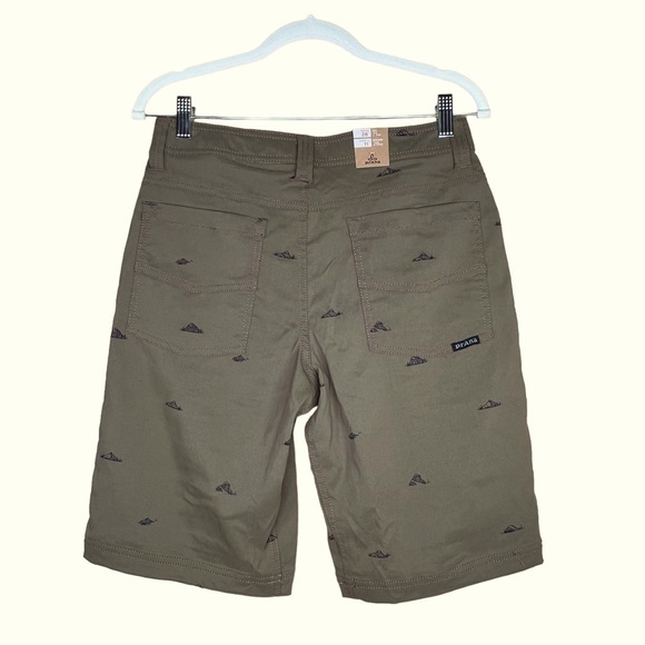 Prana Men’s Brion Olive Green Nylon Shorts With Mountain Print Size 28 X… - Picture 4 of 12